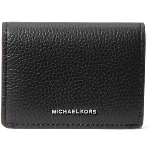 Michael Kors Jet Set Small Flap Card Case(Silver-tone Hardware/Pebble Leather/Black)