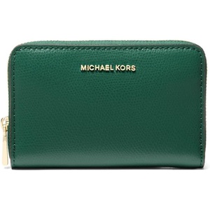 Michael Kors Jet Set Small Zip Around Card Case, Silver-Tone Hardware/Signature Coated Twill/Optic White/Allum(Bosco)