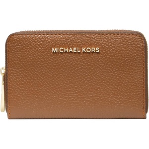 Michael Kors Jet Set Small Zip Around Card Case, Silver-Tone Hardware/Signature Coated Twill/Optic White/Allum(Gold-tone Hardware/Luggage)