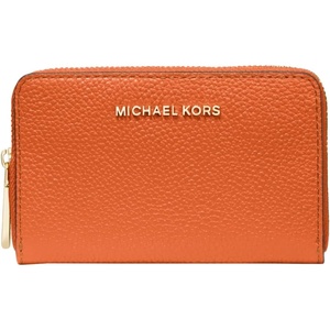 Michael Kors Jet Set Small Zip Around Card Case, Silver-Tone Hardware/Signature Coated Twill/Optic White/Allum(Gold-tone Hardware/Mercer Pebble Leather/Orange Punch)