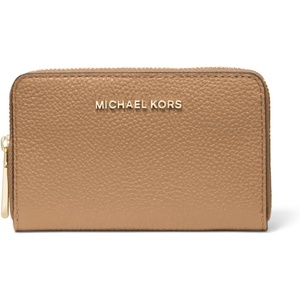 Michael Kors Jet Set Small Zip Around Card Case, Silver-Tone Hardware/Signature Coated Twill/Optic White/Allum(Gold-tone Hardware/Pebble Leather/Husk)