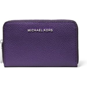 Michael Kors Jet Set Small Zip Around Card Case, Silver-Tone Hardware/Signature Coated Twill/Optic White/Allum(Iris)