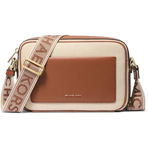 Michael Kors Maeve Large Pocket Crossbody Bag(Gold-tone Hardware/Canvas/Luggage)