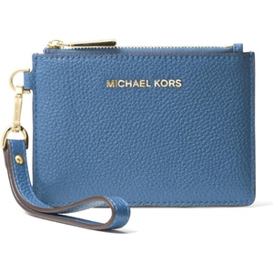 Michael Kors Mercer Small Coin Purse Luggage One Size(Gold-tone Hardware/Pebble Leather/French Blue)