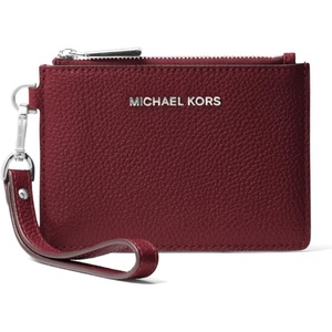 Michael Kors Mercer Small Coin Purse Luggage One Size(Silver-tone Hardware/Pebble Leather/Oxblood)