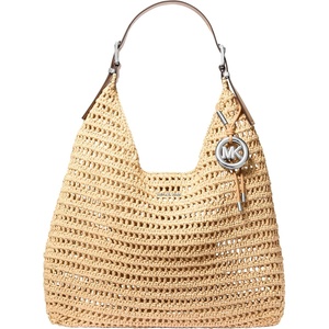 Michael Kors Nolita Large Hobo Shoulder Bag(Crochet Straw/Natural/Peanut)