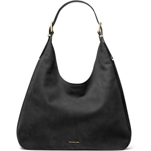 Michael Kors Nolita Large Hobo Shoulder Bag(Gold-tone Hardware/Nubuck Leather/Black)