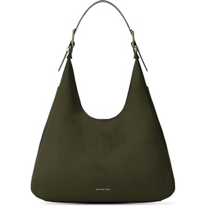 Michael Kors Nolita Large Hobo Shoulder Bag(Gold-tone Hardware/Nubuck Leather/Ivy)