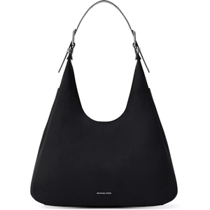 Michael Kors Nolita Large Hobo Shoulder Bag(Silver-tone Hardware/Nubuck Leather/Black)