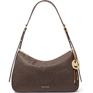 Michael Kors Nolita Medium Top Zip Convertible Shoulder Bag(Gold-tone Hardware/Mk Signature Coated Twill/Brown/Acorn)