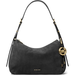 Michael Kors Nolita Medium Top Zip Convertible Shoulder Bag(Gold-tone Hardware/Nubuck Leather/Black)