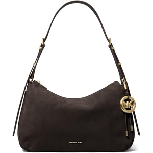 Michael Kors Nolita Medium Top Zip Convertible Shoulder Bag(Gold-tone Hardware/Nubuck Leather/Chocolate)