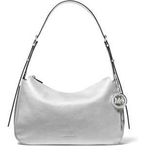 Michael Kors Nolita Medium Top Zip Convertible Shoulder Bag(Silver-tone Hardware/Metallic Matte Pebble Leather/Silver)