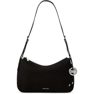 Michael Kors Nolita Medium Top Zip Convertible Shoulder Bag(Silver-tone Hardware/Nubuck Leather/Black)