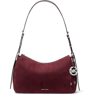 Michael Kors Nolita Medium Top Zip Convertible Shoulder Bag(Silver-tone Hardware/Nubuck Leather/Oxblood)