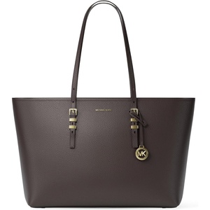 Michael Kors Quinn Large Tote(Gold-tone Hardware/Pebble Leather/Chocolate)