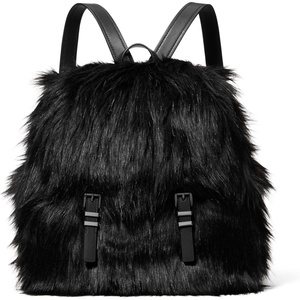 Michael Kors Quinn Medium Flap Backpack, Gold-Tone Hardware/Shearling/Natural(Dark Gunmetal-tone Hardware/Shearling/Black)
