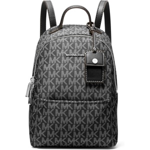 Michael Kors Sable Extra Small Covertible Messenger Backpack(Silver-tone Hardware/Tonal Mk Signature Nylon/Black)