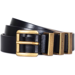 Michael Kors Womens 1 Inch Leather Belt with 3 Keepers, Stylish Fashion Accessory for Everyday Wear(Black/Gold)