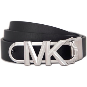 Michael Kors Women’s 1 Inch Reversible Logo Belt, Stylish & Versatile Accessory for Everyday Wear(Black/Silver)