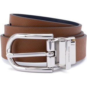 Michael Kors Womens 1 Inch Reversible to Saffiano Leather Belt(Brown/Luggage)