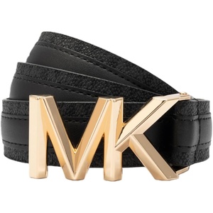 Michael Kors Women’s 1.1 Inch Logo Leather Belt, Stylish Accessory for Everyday, Adjustable Fit(Black)