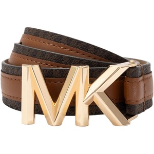Michael Kors Women’s 1.1 Inch Logo Leather Belt, Stylish Accessory for Everyday, Adjustable Fit(Luggage)