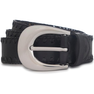 Michael Kors Women’s 1.2 Inch Raffia Leather Belt, Stylish Accessory for Everyday, Adjustable Fit(Black)