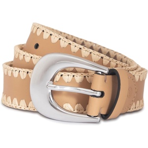 Michael Kors Women’s 1.2 Inch Raffia Leather Belt, Stylish Accessory for Everyday, Adjustable Fit(Peanut)