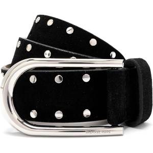 Michael Kors Women’s 1.25 Inch Studded Belt, Stylish & Versatile Accessory for Everyday Wear(Black/Silver)