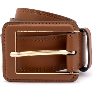 Michael Kors Womens 1.5 Inch Leather Belt, Stylish Fashion Accessory for Everyday Wear(Luggage)
