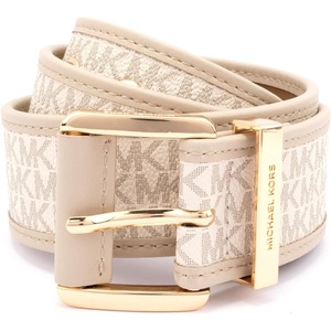 Michael Kors Womens 1.75 Inch Logo Belt with Grommets, Stylish Fashion Accessory for Everyday Wear(Lt Sand)