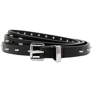 Michael Kors Women’s .5 Inch Non-reversible Half Moon Studded Belt, Stylish & Adjustable Fit(Black Pol Nickel)