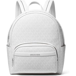 Michael Kors Women’s Bex Medium Backpack, Silver-Tone Hardware/Black(Optic White/Aluminum)