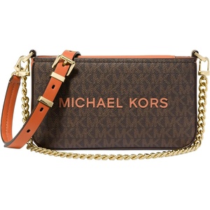 Michael Kors Women’s Bryant Small Convertible Crossbody Bag(Gold-tone Hardware/Signature With Pop Trim/Orange Punch)