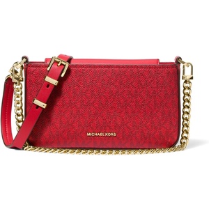Michael Kors Women’s Bryant Small Convertible Crossbody Bag(Gold-tone Hardware/Tonal Mk Signature Coated Twill/Crimson Multi)