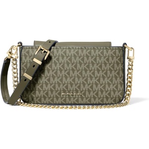 Michael Kors Women’s Bryant Small Convertible Crossbody Bag(Gold-tone Hardware/Tonal Mk Signature Coated Twill/Ivy)