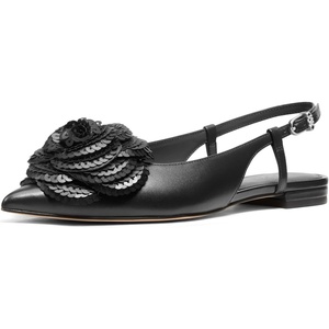 Michael Kors Womens Elodie Sling Flat(Black)