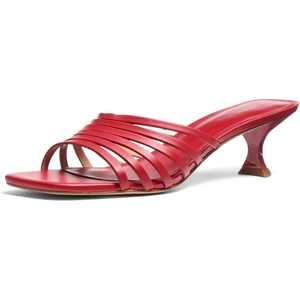 Michael Kors Women’s Haisley Kitten Heel Sandal(Crimson)