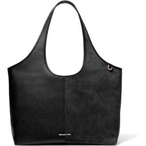Michael Kors Women’s Henly Large Shopper Tote(Gold-tone Hardware/Suede Leather/Black)