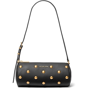 Michael Kors Women’s Izzy Small Barrel Pouchette(Gold-tone Hardware/Leather/Black)