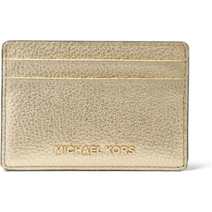 Michael Kors Women’s Jet Set Card Holder, Gold-Tone Hardware/Luggage(Gold-tone Hardware/Metallic Pebber Leather/Pale Gold)
