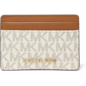 Michael Kors Women’s Jet Set Card Holder, Gold-Tone Hardware/Luggage(Vanilla)