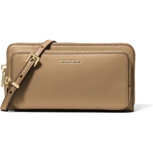 Michael Kors Women’s Jet Set Continental Crossbody Wallet(Gold-tone Hardware/Pebble Leather/Husk)