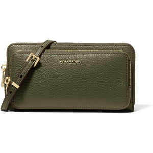 Michael Kors Women’s Jet Set Continental Crossbody Wallet(Gold-tone Hardware/Pebble Leather/Ivy)