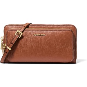 Michael Kors Women’s Jet Set Continental Crossbody Wallet(Gold-tone Hardware/Pebble Leather/Luggage)