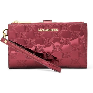 Michael Kors Women’s Jet Set Double Zip Wristlet(Deep Red)