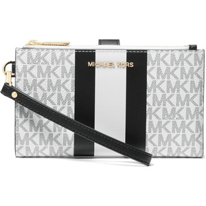Michael Kors Women’s Jet Set Double Zip Wristlet(Optic White/Black)