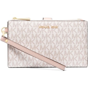 Michael Kors Women’s Jet Set Double Zip Wristlet(Optic White/Soft Pink)