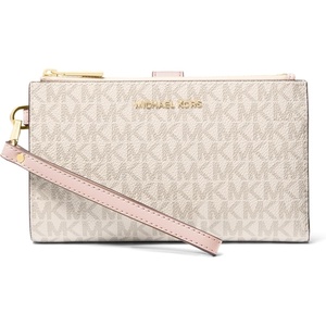 Michael Kors Women’s Jet Set Double Zip Wristlet(Vanilla/Soft Pink)